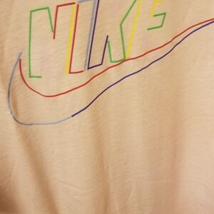 Nike Beige Tee with Colorful Outline Logo